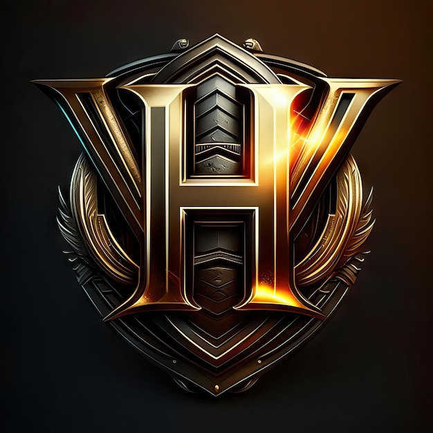 Luksusowe logo w kształcie litery H w kolorze złotym