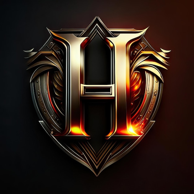 Zdjęcie luksusowe logo z złotą literą h