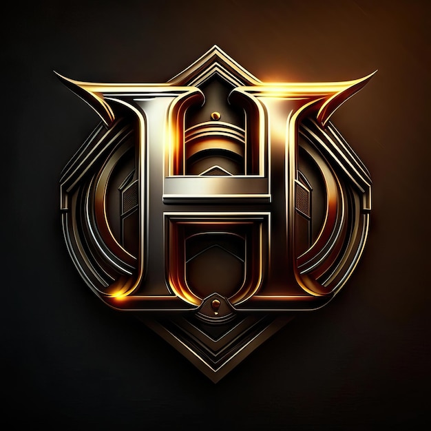 Zdjęcie luksusowe logo z złotą literą h