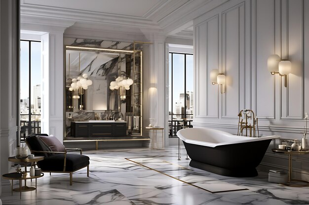 Luksusowe projektowanie wnętrz łazienki 3D Rendering
