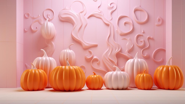 Luksusowe renderowanie 3D Halloween w tle dyni