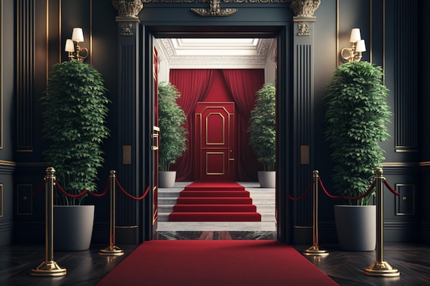 Luksusowe wejście VIP z generatywnym AI z czerwonego dywanu