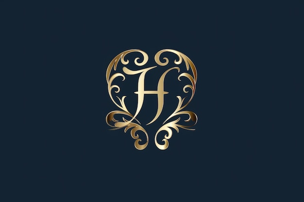 Zdjęcie luksusowe złoto fh monogram logo dla nowoczesnego biznesu i marki korporacyjnej elegantne i klasyczne