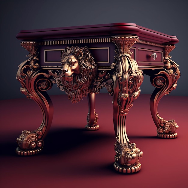 Luksusowy francuski styl antyczne pisanie drewniane biurko meble stołowe AI wygenerowany obraz