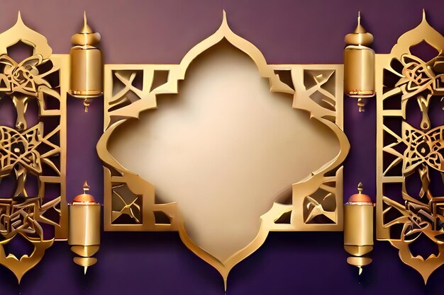 Luksusowy islamski wzór ramadanu na zaproszenie do iftar z islamską lampą