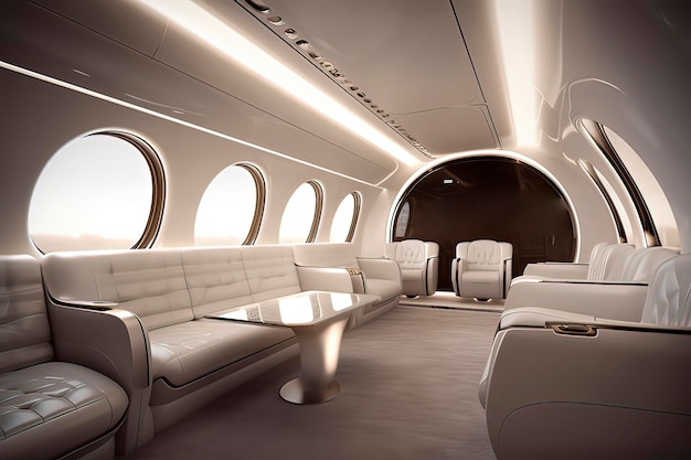 Luksusowy kokpit prywatnego samolotu AI wygenerowany obraz