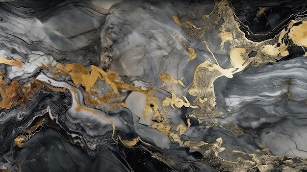 Luksusowy marmur tekstura tło białe czarne złoto Naturalny kolor kamienia wzór materiału Generative AI