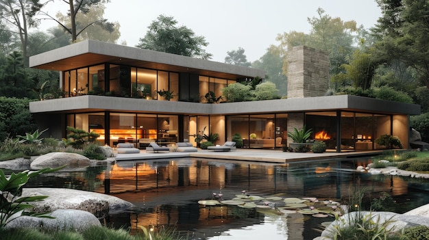Luksusowy, nowoczesny dom z basenem.