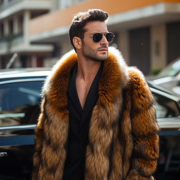 Luksusowy płaszcz z najłagodniejszego i najcieplejszego futra w prostym i eleganckim stylu