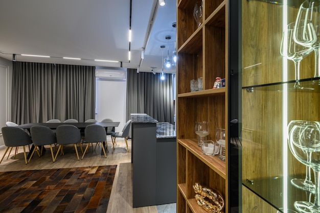 Zdjęcie luksusowy salon i kuchnia w apartamencie typu studio