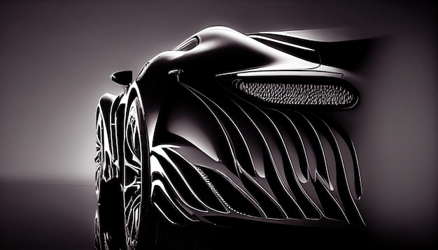 Luksusowy samochód sportowy coupe na czarnym tle Generatywna sztuczna inteligencja