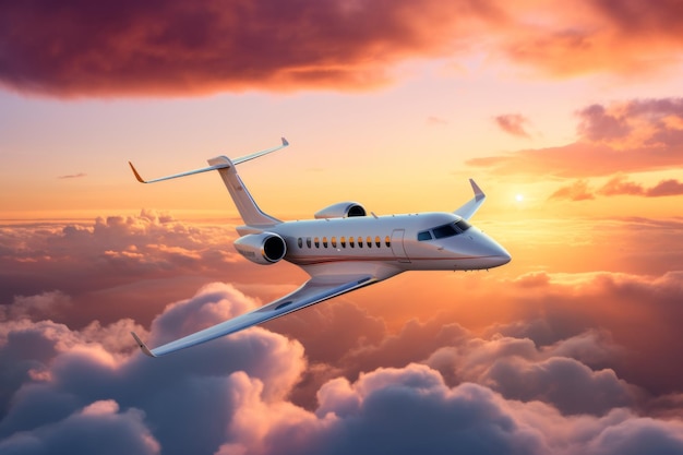 Luksusowy samolot biznesowy samolot prywatny samolot podczas lotu szybki luksusowy transport sukces