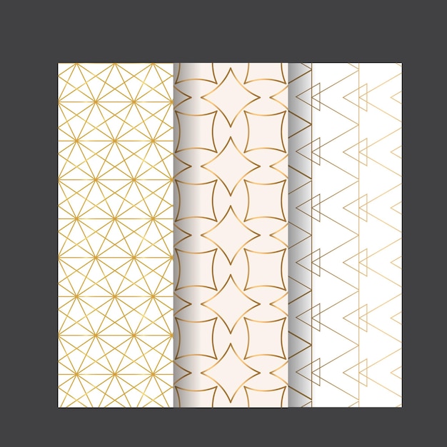 Luksusowy zestaw złotych wzorów geometrycznych Subtle 80s line deco graficzny Retro złoty wzór druk