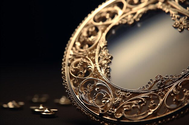 Luksusowy złoty filigran na lusterku ręcznym w stylu vintage c 00469 03