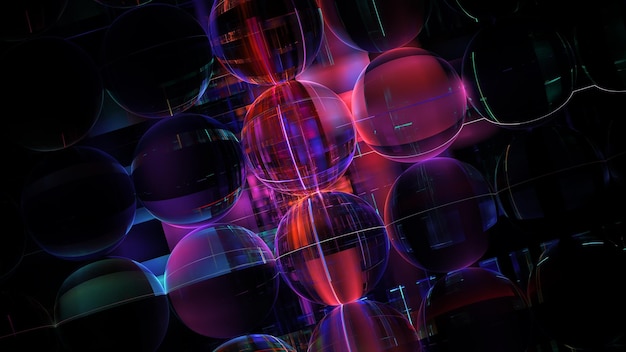 Luminous nowoczesnych abstrakcyjnych tła Fractal World Przestrzeń cyfrowa do wykorzystania w projektowaniu Okrągłe kształty i linie renderowania 3D