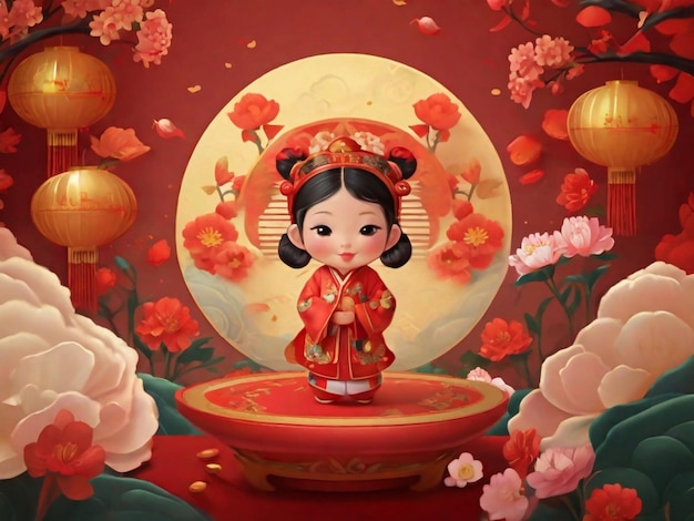 Lunar Year Happy Chinese New year Celebration Image Wszystko jest czerwone