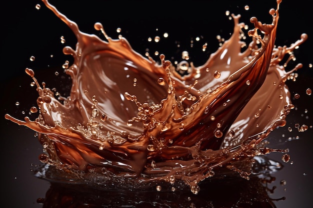 Luscious Indulgence Zbliżenie obrazu kremu czekoladowego i kropelek autorstwa Generative AI