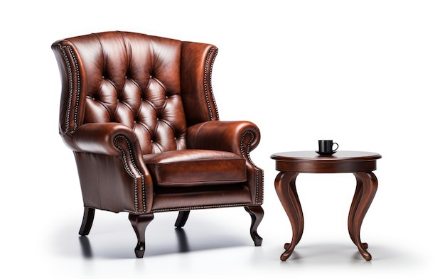 Luxe Leather Recliner and Table Nowoczesne luksusowe skórzane krzesło