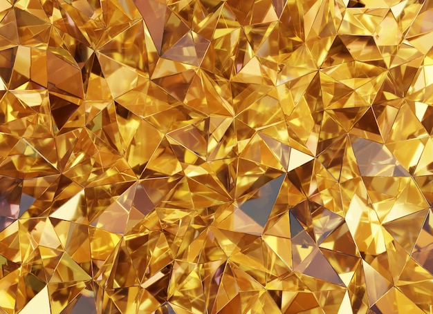Luxury Abstract Realistyczna tekstura kryształu złota Odbicie zbliżenia Tło renderowanie 3D