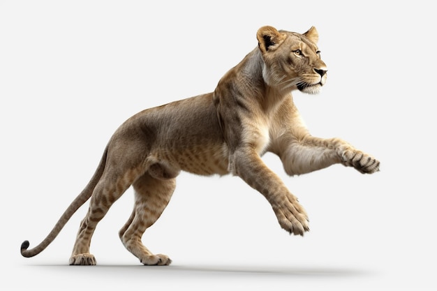 Lwica spaceru na białym tle Widok z boku ilustracji 3D