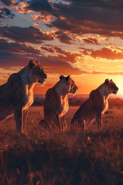Lwy na dzikiej savannie Generatywna sztuczna inteligencja