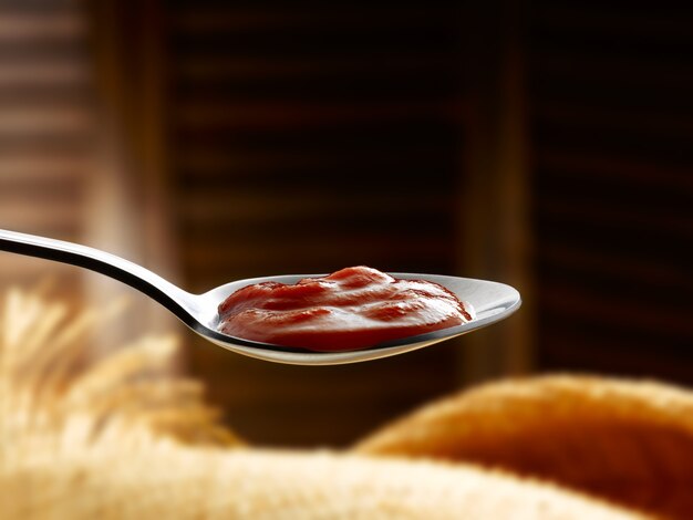 łyżka z sosem pomidorowym
