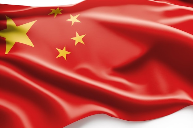 Zdjęcie macha chińską flagą z ciekawymi teksturami macha flagą chin narodowych flaga chin transparentu
