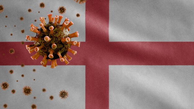 Macha Flagą Anglii I Koncepcja Coronavirus 2019 Ncov.