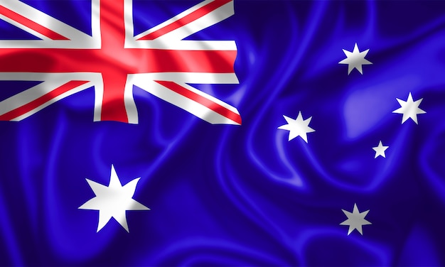 Macha flagą Australii. Renderowanie 3D.