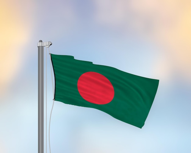 Macha flagą Bangladeszu na maszcie