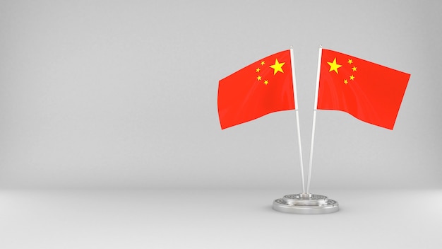 Macha flagą Chin 3d renderowania tła