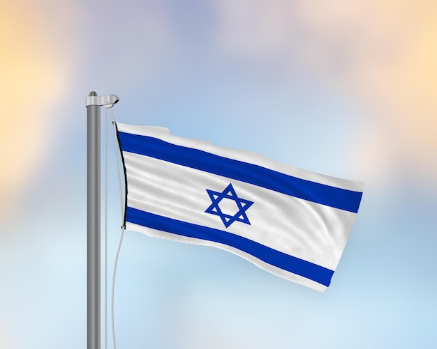Macha flagą Izraela na maszcie