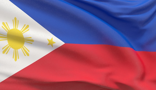 Macha flagą narodową Filipin. Machał bardzo szczegółowe renderowania 3D z bliska.