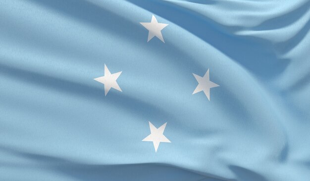 Macha flagą narodową Mikronezji. Machał bardzo szczegółowe renderowania 3D z bliska.