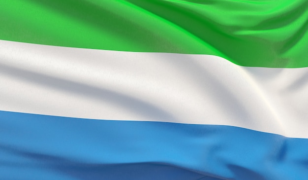 Macha flagą narodową Sierra Leone. Machał bardzo szczegółowe renderowania 3D z bliska.