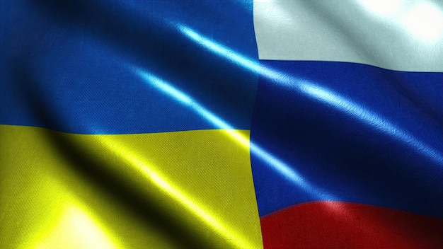 Macha flagą rosji i ukrainy