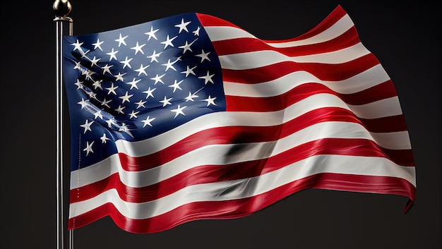 Macha flagą Stanów Zjednoczonych. ilustracja falista flaga amerykańska na Dzień Niepodległości. Flaga Ameryki. USA, USA, sztandar.