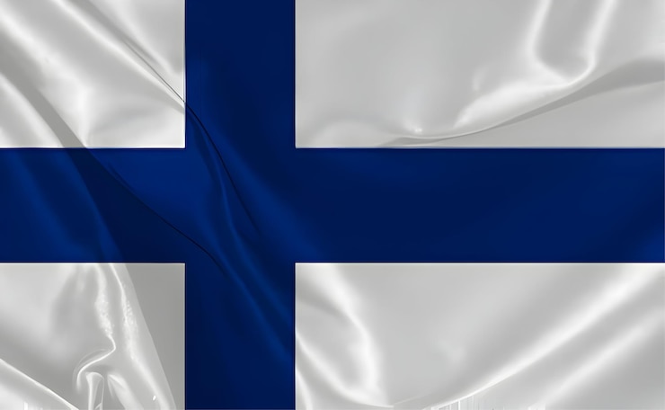 Zdjęcie macha jedwabną flagą finlandii