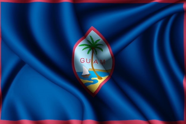 Macha jedwabną flagą Guamu
