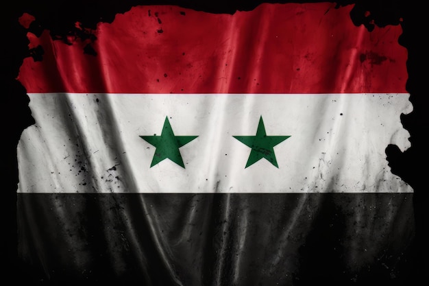 Macha jedwabną flagą Syrii Ilustracja AI Generative