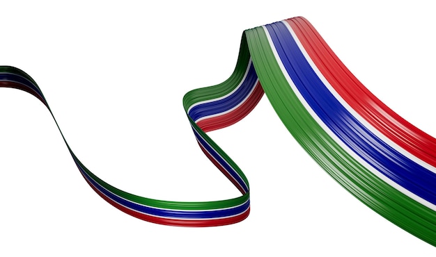 Macha wstążką lub sztandarem z flagą Gambii dzień niepodległości ilustracja 3d