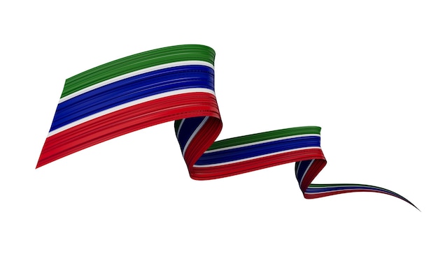 Macha wstążką lub sztandarem z flagą Gambii dzień niepodległości ilustracja 3d