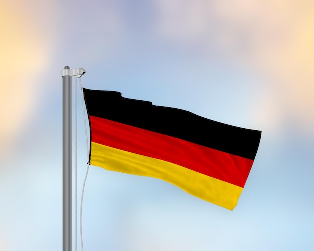 Machająca flaga Niemiec na maszcie