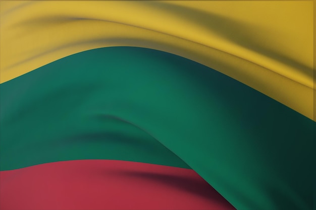 Machające flagi świata - flaga Litwy. Widok zbliżenie, ilustracja 3d.