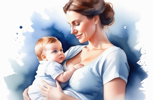 macierzyństwo karmienie piersią matka uściskająca dziecko młoda piękna kobieta trzymająca noworodka na rękach