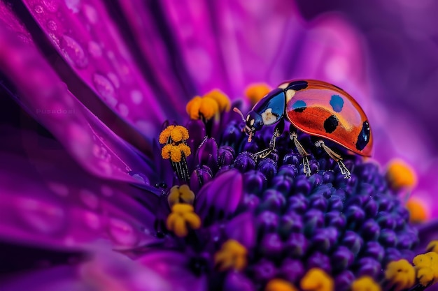 Macro liście ladybug piękna roślina