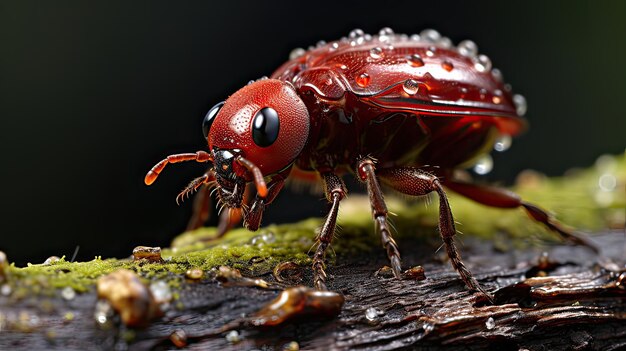 Macro Shot Of Bedbug On Tree Background Hd Generative Ai