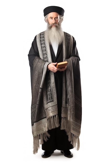 Zdjęcie mądry żydowski rabin w tradycyjnym stroju wygenerowany przez sztuczną inteligencję
