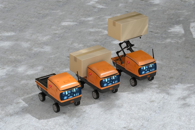 Magazyn automatyki z robotami dostawczymi do przenoszenia pudeł
