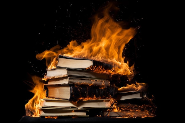 Zdjęcie magia ognia książki stosowej generuj sztuczną inteligencję